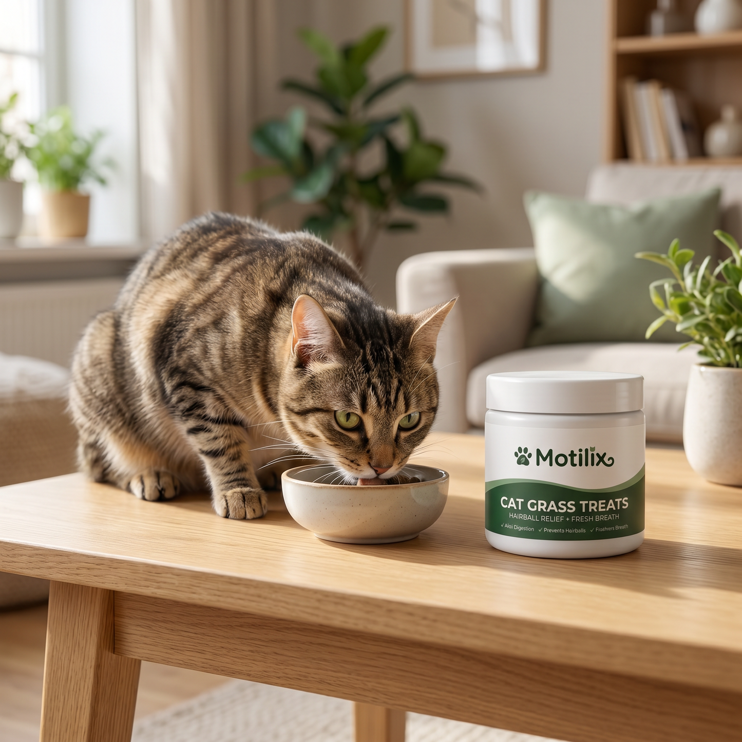 Motilix® Cat Grass Treats — Natural Hairball Relief & Fresh Breath
