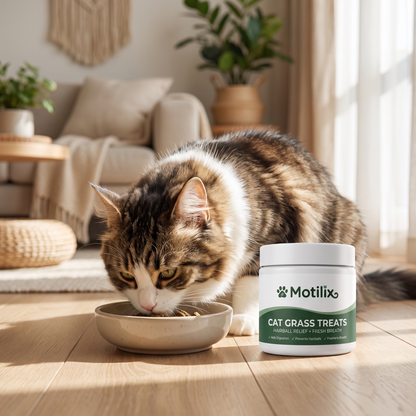 Motilix® Cat Grass Treats — Natural Hairball Relief & Fresh Breath