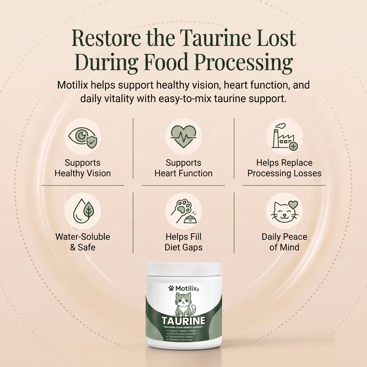 Stop the Daily Taurine Drain While Your Cat Still Looks Fine — Motilix™ Taurine Supplement for Cats